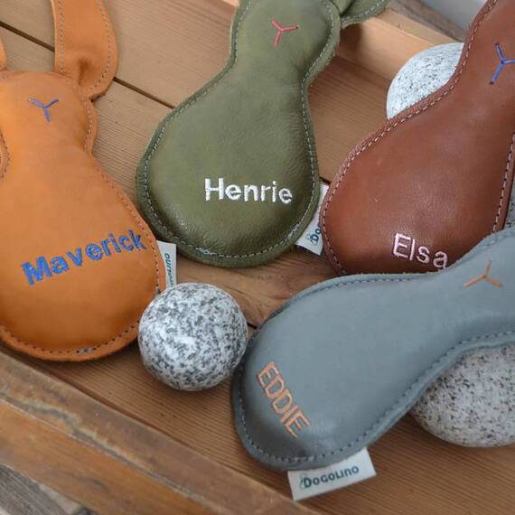 Hase aus Leder für Hunde - grau