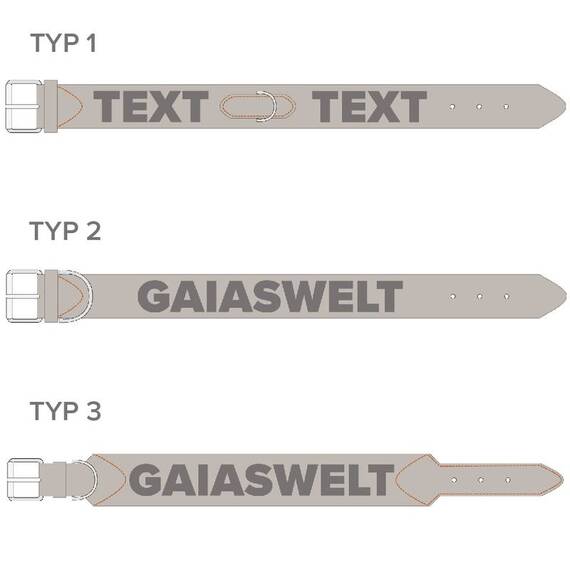 Personalisiertes Halsband aus Leder biscuit, Schriftfarbe frei wählbar