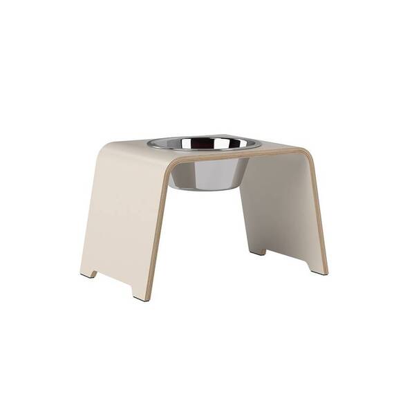 dogBar® Single M-large Cashmere Grey mit Edelstahlnapf