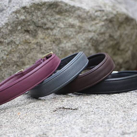 Gepolstertes Halsband aus Leder "Beginning" • coffee