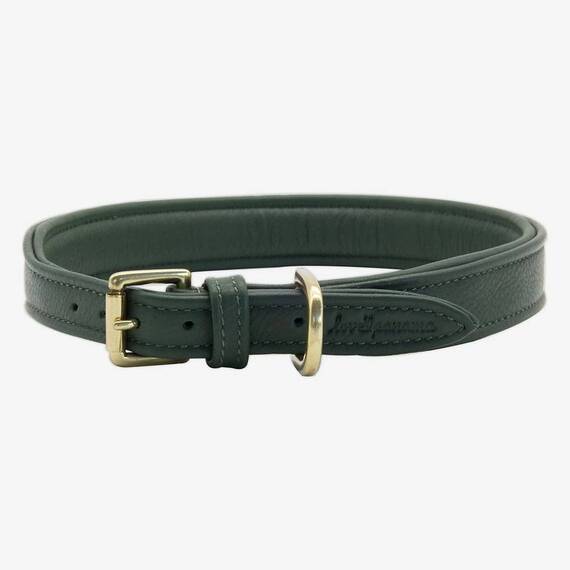 Gepolstertes Halsband aus Leder "Beginning" • forest green