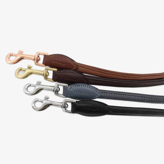 Verstellbare Hundeleine aus Rindsleder CONNECTOR rundgenäht • forest green