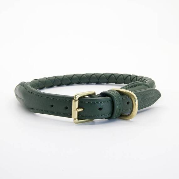 Geflochtenes Halsband aus Nappaleder Criss Cross • forest green