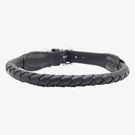 Geflochtenes Halsband aus Nappaleder Criss Cross • pure black