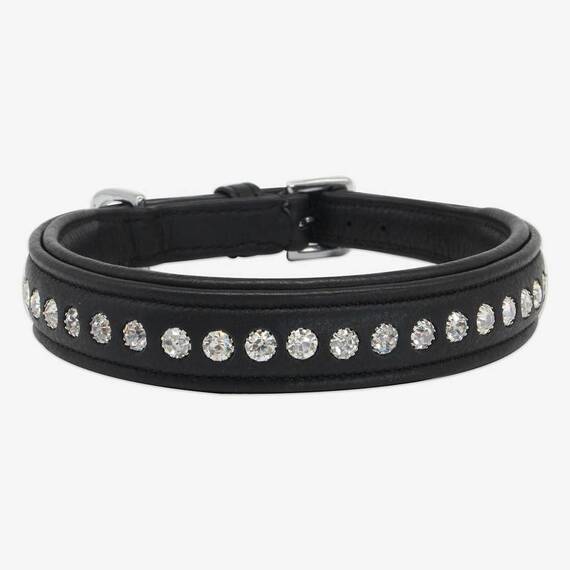 Gepolstertes Lederhalsband DIAMONDS • pure black