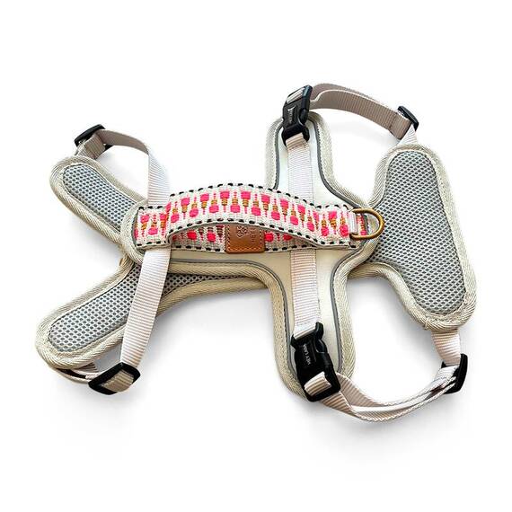 Hundegeschirr gepolstert mit Griff, Brustring und Reflektoren • pink