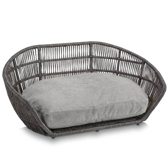 Luxus Hundebett PRADO TUDOR mit geflochtenem Rahmen von Laboni • grau