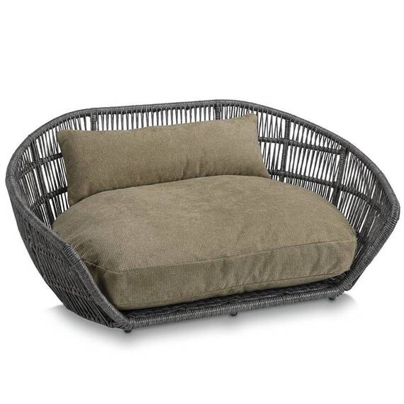 Luxus Hundebett PRADO TUDOR mit geflochtenem Rahmen von Laboni • oliv