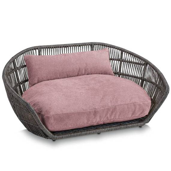 Luxus Hundebett PRADO TUDOR mit geflochtenem Rahmen von Laboni • rose