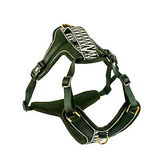 Hundegeschirr gepolstert mit Griff, Brustring und Polsterung • schwarz | weiß