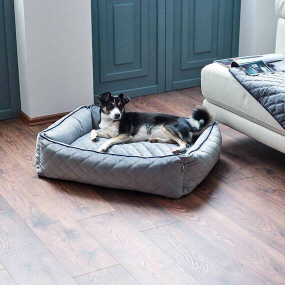 Hundebett mit Rand OXFORD von Laboni • grau