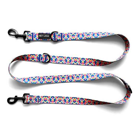 Hundeleine, dreifach verstellbar • pink | türkis