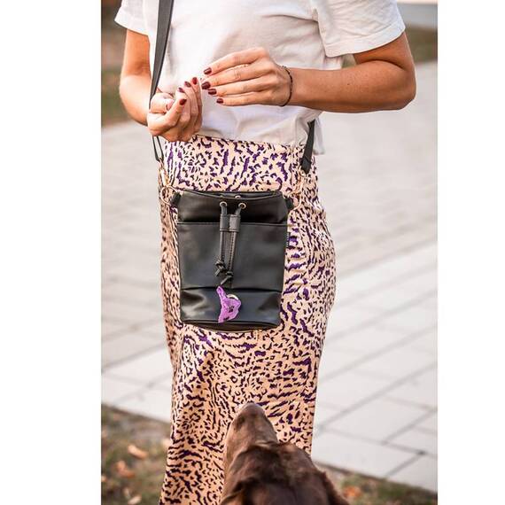 Großer Leckerlibeutel mit integriertem Kotbeutelspender, schwarz