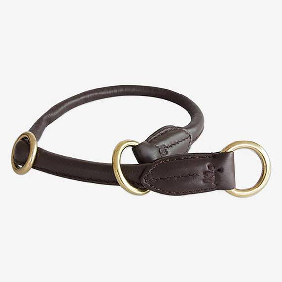 Zugstopp-Halsband aus Leder Student • coffee