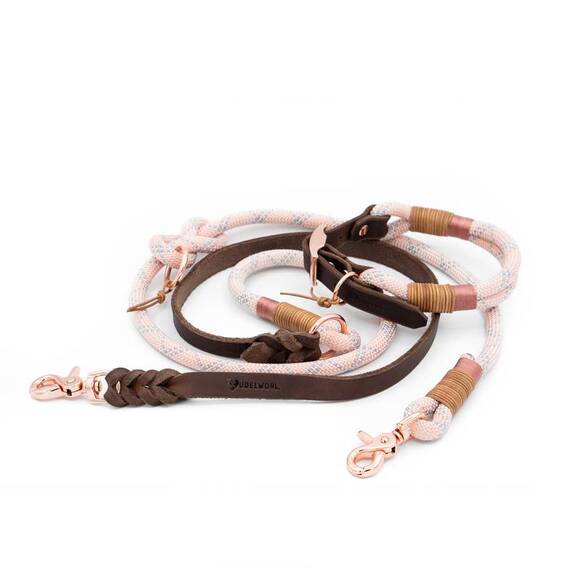 Verstellbares Hundehalsband PASTELL ROSA aus Kletterseil