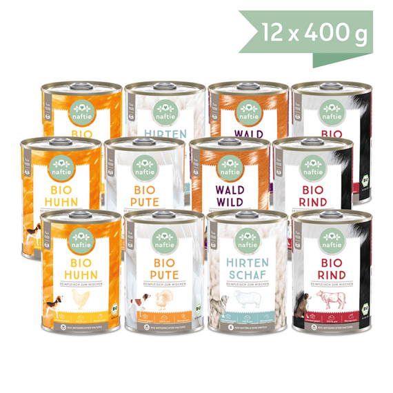 naftie Reinfleisch-Dosen Mischpakete für Hunde, Teil-Bio