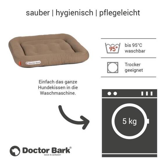 Orthopädisches Hundekissen goldbraun, waschbar bei 95°C • Doctor Bark