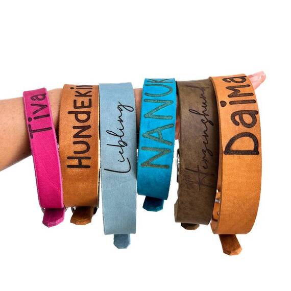 Namenshalsband aus Fettleder, Farben frei wählbar
