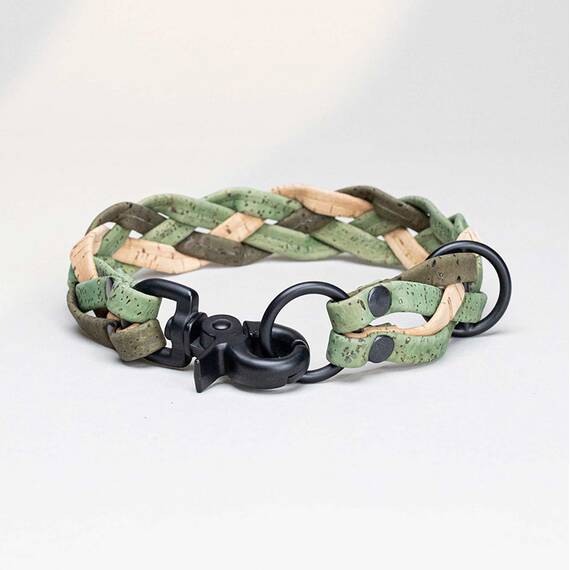 Hundehalsband aus Korkleder geflochten • vegan • Pedro "Frühling"