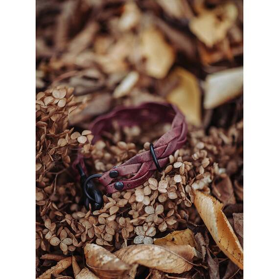 Hundehalsband aus Korkleder geflochten • vegan • Pedro magenta