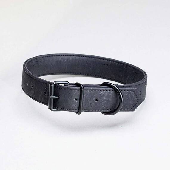 Halsband aus Korkleder, verstellbar • João All Black • schwarz