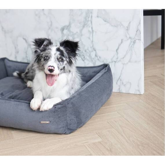 Hundebett Cord grau • Labbvenn STRIPPO dark grey