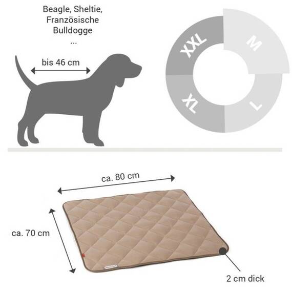 Wende-Steppdecke für Hunde mit Fleece • beige