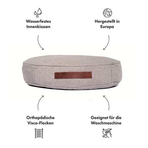 Hundekissen rund taupe, waschbar • CHILL AROUND William Walker