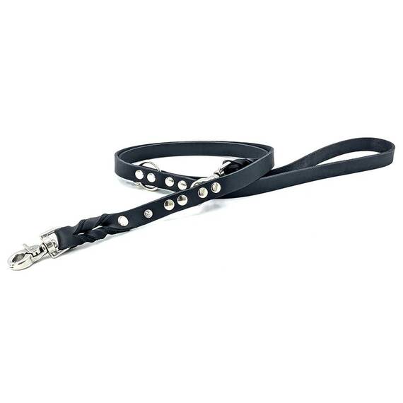 Hundeleine Leder schwarz • 2m • verstellbar