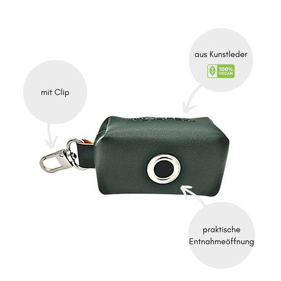 Kotbeutelspender grün • Kunstleder
