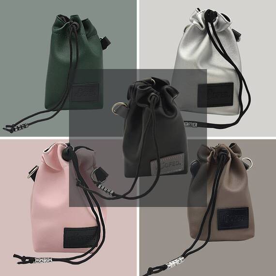 Leckerlibeutel Kunstleder grau mit Umhängegurt • COOL GREY