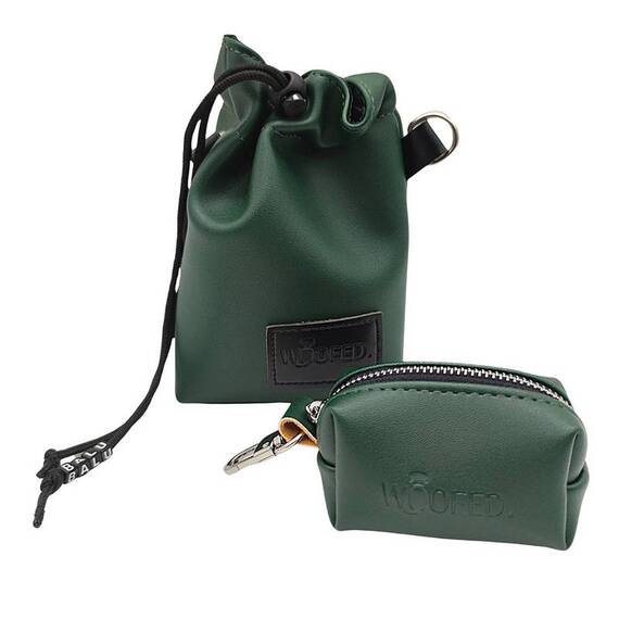 Leckerlibeutel Kunstleder dunkelgrün mit Umhängegurt • FOREST GREEN