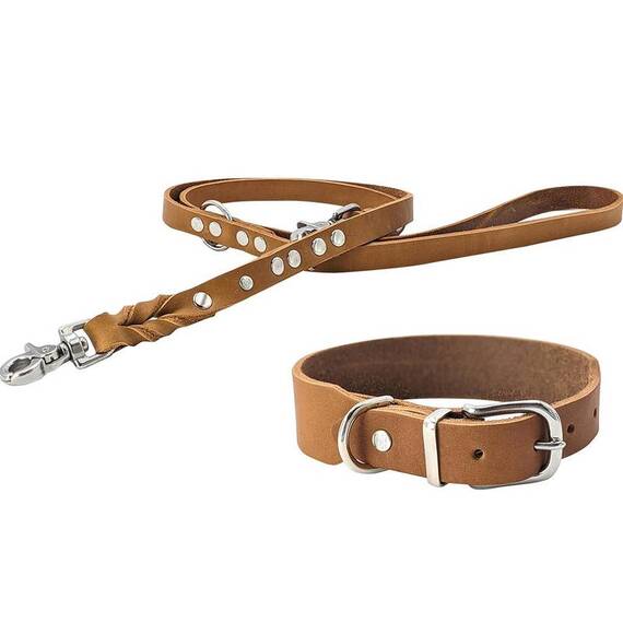 Hundeleine Leder cognac • 2m • verstellbar