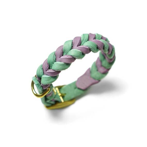 Halsband "Bicolor" aus Fettleder, Farben frei wählbar