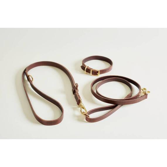 Premium Umhänge-Hundeleine aus Leder "Body Chestnut" • Handarbeit