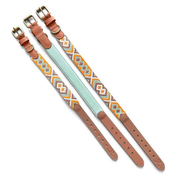 Verstellbares Halsband, gepolstert mit Neopren • mint | orange