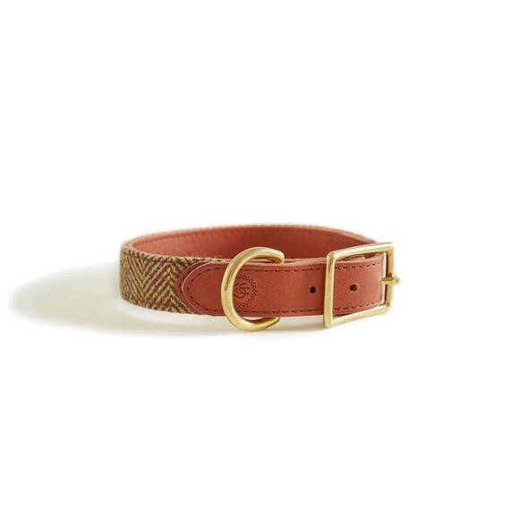 Hundehalsband Leder & Tweed braun "Beech"
