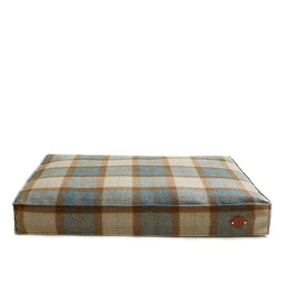 Hundekissen Karo-Tweed "Kingfisher" • reine Wolle