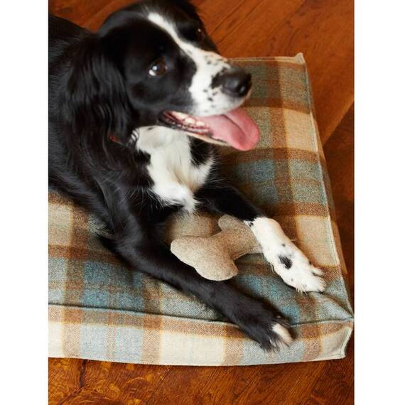 Hundekissen Karo-Tweed "Kingfisher" • reine Wolle
