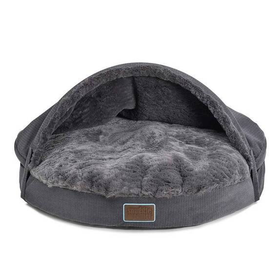 Kuschelige Hundehöhle mit abnehmbarem Dach • anthrazit • JiggiLove ZipOff