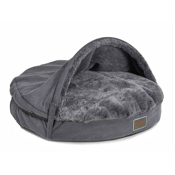 Kuschelige Hundehöhle mit abnehmbarem Dach • anthrazit • JiggiLove ZipOff