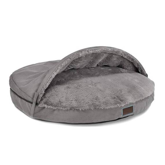 Kuschelige Hundehöhle mit abnehmbarem Dach • grau • JiggiLove ZipOff