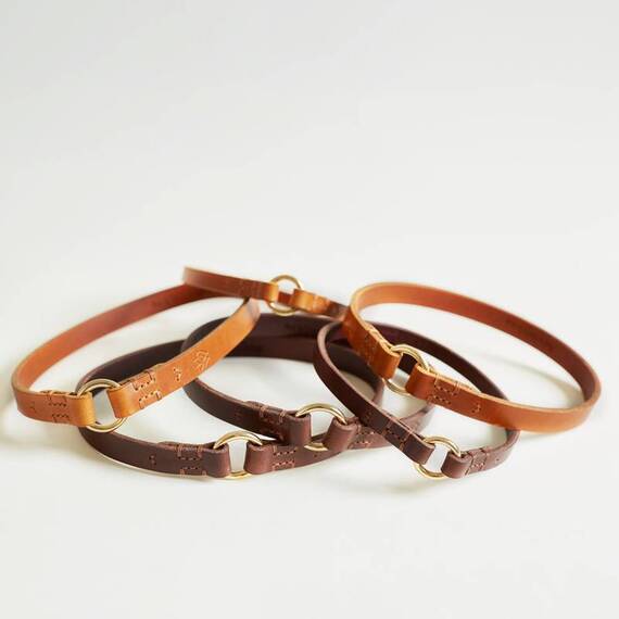 Exklusives Markenhalsband aus Leder • chestnut