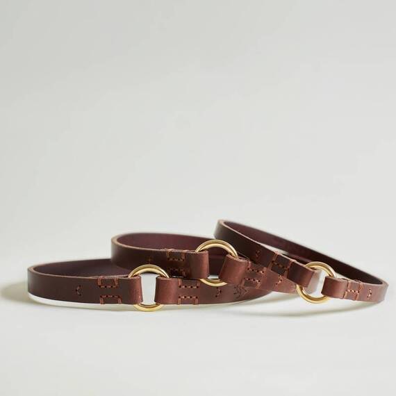 Exklusives Markenhalsband aus Leder • chestnut