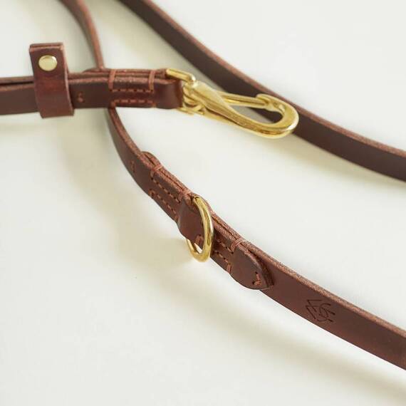Premium Umhänge-Hundeleine aus Leder "Body Chestnut" • Handarbeit