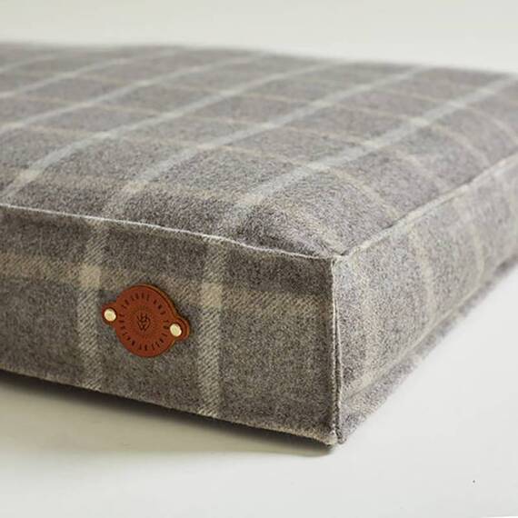 Hundekissen Karo-Tweed "Pebble" • reine Wolle