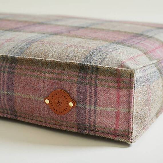 Hundekissen Karo-Tweed "Bluebell" • reine Wolle