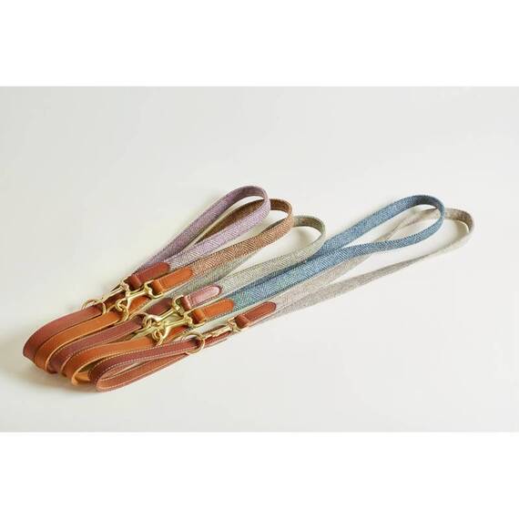 Hundeleine Tweed braun "Beech" mit Leder-Griffschlaufe