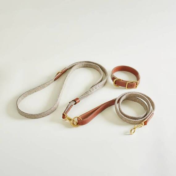 Umhängeleine Tweed graubraun "Body Stone"