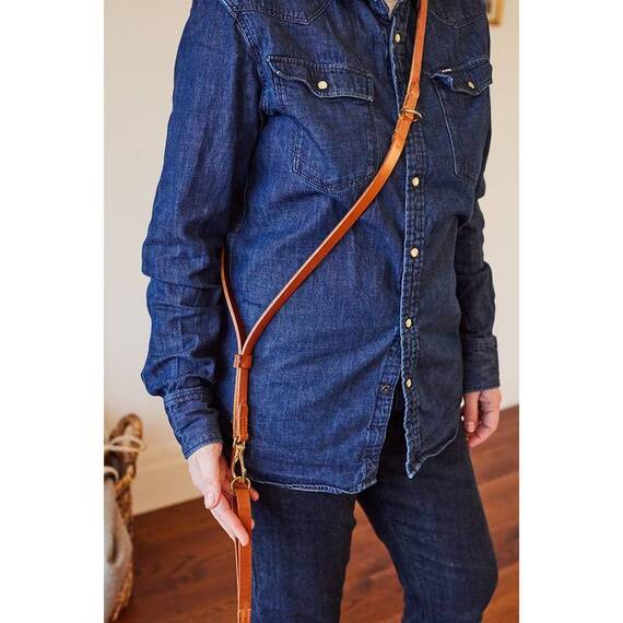 Premium Umhänge-Hundeleine aus Leder "Body Chestnut" • Handarbeit